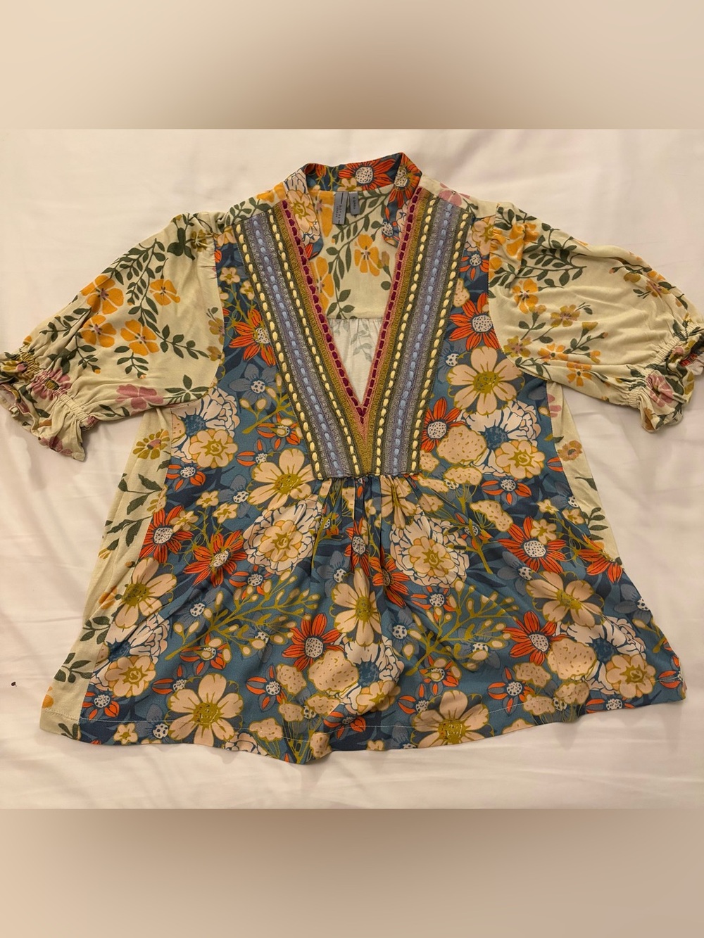 Bl^nk London x Anthropologie "Stephanie" Floral V-Neck Blouse. - Picture 3 of 12